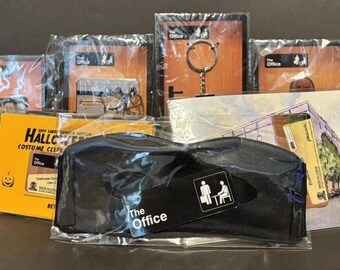 The Office Memorabilia Lot Pins, Keychain, Postcards, Zorro Mask, Michael Scott