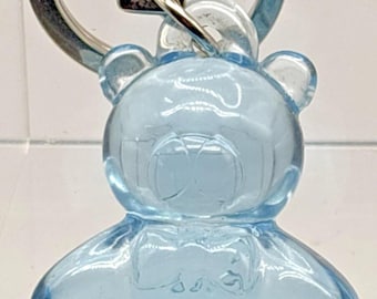 Furla Acrylic Light Blue Aqua Teddy Bear Keychain Key Chain Made in Italy