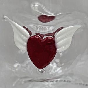 Anthropologie Icon Juice Glass Winged Hearts Design Valentine's Day in Box image 4