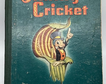 Vtg 1940 Walt Disney's Jiminy Cricket Pinocchio's Friends HC Book Random House