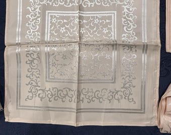 Vtg 1950's Table Cloth & 6 Napkin Set 68 x 54 Floral Design Salmon Color Unused