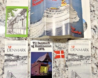 Vintage 1978 Dänemark Karten und Reisebroschüren Lot von 5