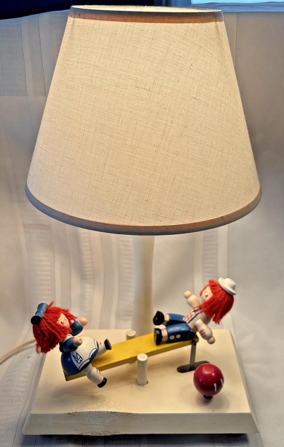 アンアンデイのランプ Vintage Raggedy Ann and Andy Lamp With Animated Seesaw Action