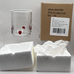 Anthropologie Icon Juice Glass Winged Hearts Design Valentine's Day in Box image 2