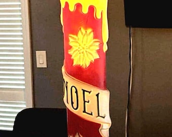 Vtg 1973 Empire Large Noel Candle Christmas Blow Mold Display 39" High Works!