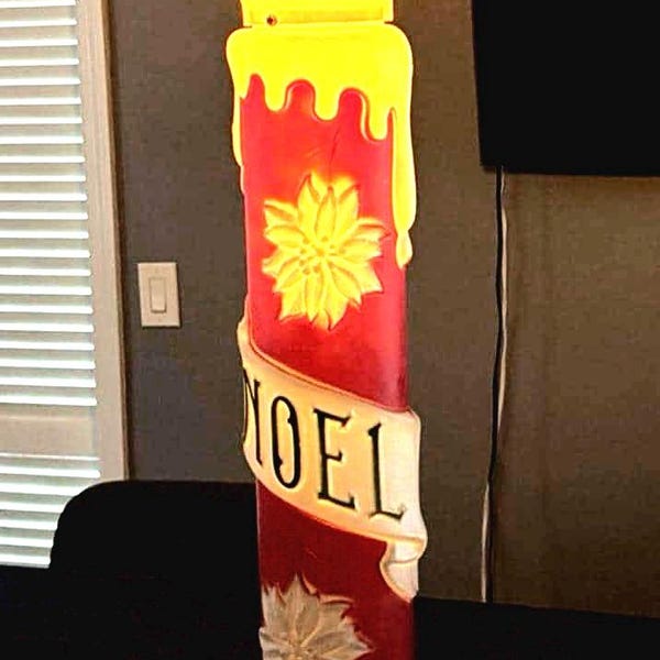 Expositor navideño de plástico soplado Empire Large Noel de 1973, 99 cm de alto. ¡Funciona!