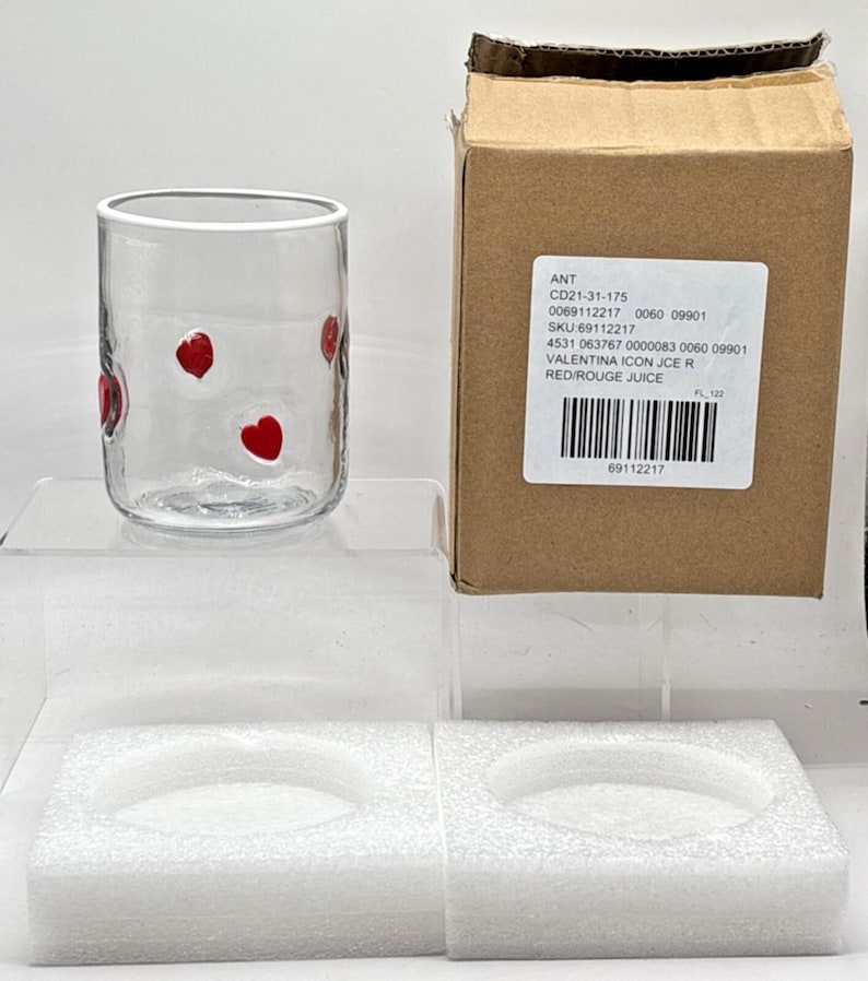 Anthropologie Valentina Icon Juice Glass Red Rouge Heart Design in Box image 2