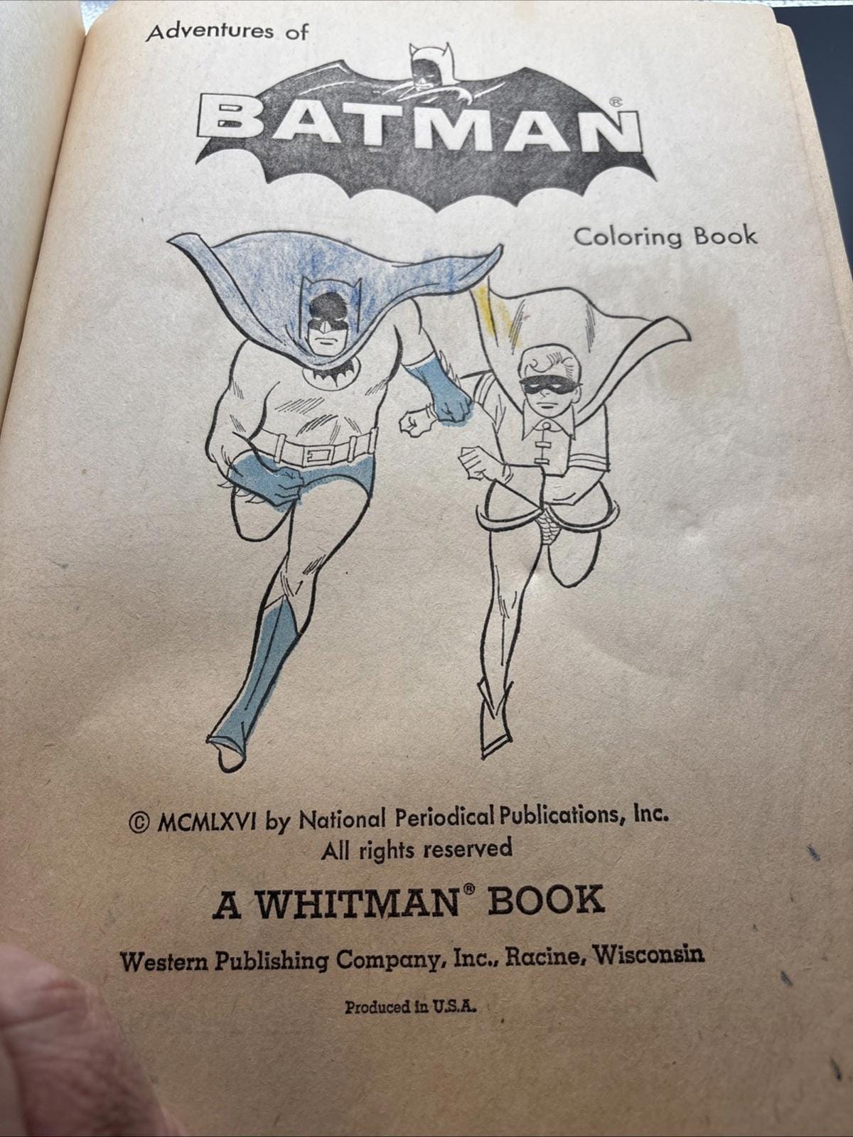 Vintage 1966 Adventures of Batman Coloring Book Whitman NPP READ