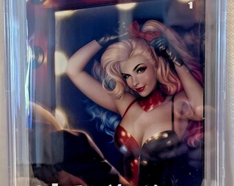 Harley Quinn #1 CBCS 9.8 KRS Comics Variante 2021 Warren Louw Pages Blanches