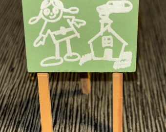 Vintage Lundby Dollhouse Furniture Green Chalkboard Children's Room