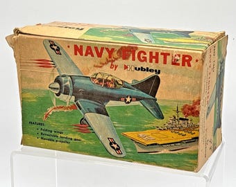 Vintage 1950's Hubley Navy Figher Airplane #1467 Box Only w All Flaps