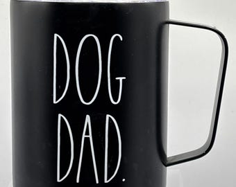 Rae Dunn Insulated Stainless Steel Black "Dog Dad" Mug with Drinkable Lid