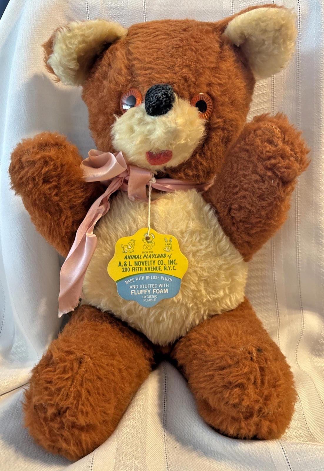 Vintage Animal Playland Novelty Plush Teddy Bear With Original Tag