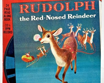 Vintage 1976 Disneyland Rudolph the Red-Nosed Reindeer Golden Book & Record Set