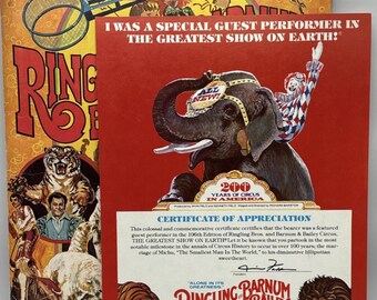 Vtg 1976 Ringling Bros Barnum Bailey Circus Program w Certificate/Mail Order Cat
