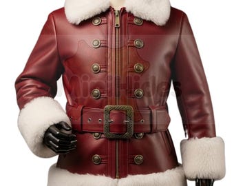 Santa Inspired Leather Jacket - Christmas Cosplay Coat
