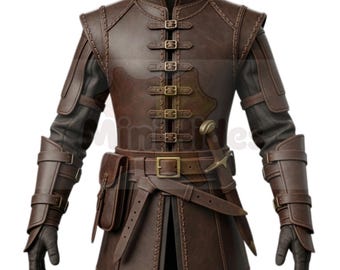 Medieval Leather Armor Tunic – Fantasy Warrior Costume For Men's