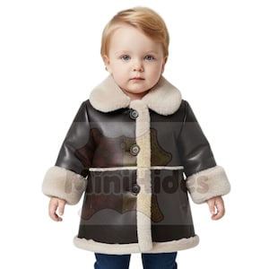 Genuine Leather Shearling kid&#39;s Coat - Toddler Winter Jacket
