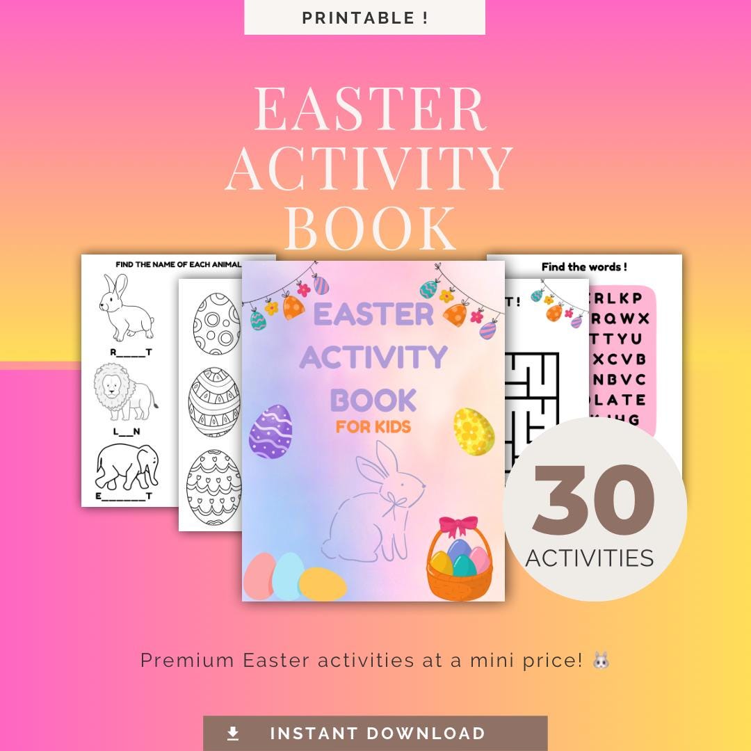 Easter Activity Book Kids PDF Printable | 33 Pages Coloring Puzzles ...