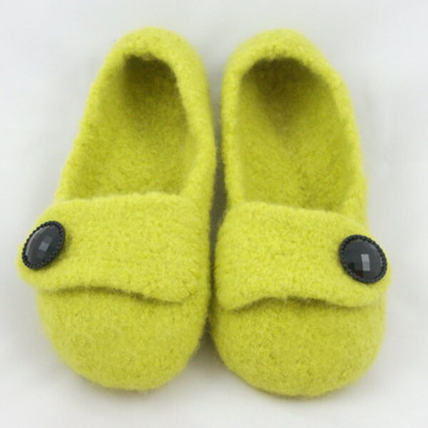 Prato verde Womens pantofole di lana infeltrite