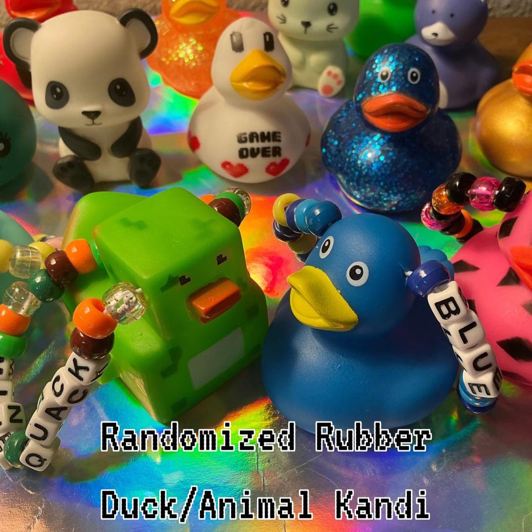 Randomized Rubber Duck or Animal Kandi Bracelet Single Pony Beads ...