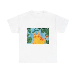 Whimsical Cat Unisex Heavy Cotton Tee, Fun Graphic T-Shirt, Playful Apparel, Cute Animal Lover Gift, Casual Wear