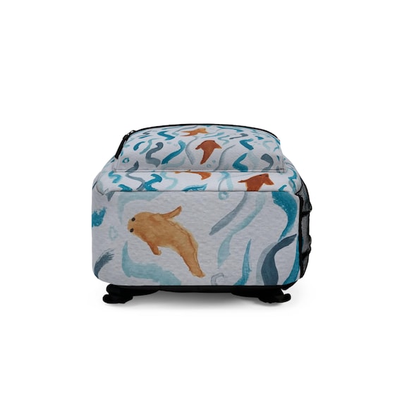Aqua Fish Backpack: Trendy Polyester School Bag for Beach Lovers