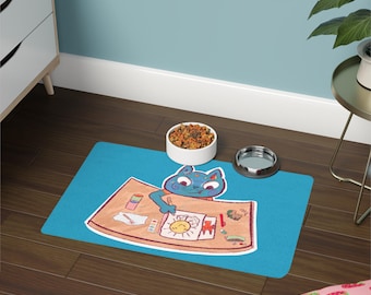 Playful Cat & Dog Food Mat: Non-Slip Pet Dining Place Mat