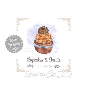 Aquarell Cupcake Logo, Backen Logo, Capcake Bäckerei Logo, Cupcake Store Logo, Cupcake Shop Logo, Vintage Bäckerei Logo, benutzerdefinierte Logo