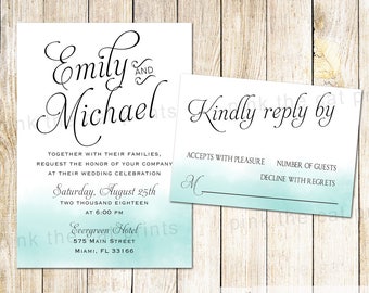 Teal Wedding Invites Etsy