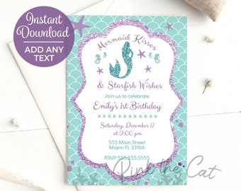 mermaid themed baby shower invitations