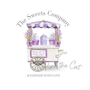 cupcake logo, baking logo, capcake bakery logo, cupcake store logo, cupcake business shop logo, purple lavender bakery logo, custom logo