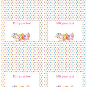 Candy Blank Card Candy Seating Card Placement Cards Candy Food Label Candy Place Labels Printable Baby Shower Birthday INSTANT DOWNLOAD image 2