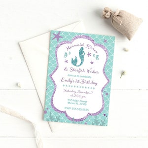 ON SALE Mermaid Invitation, Purple Mermaid, Mermaid Birthday Invitation, Mermaid Baby Shower Invitation, Mermaid Printables Instant Download image 8