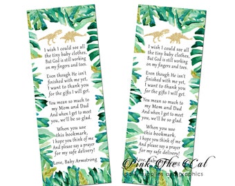 30 Printed Bookmarks Baby Boy Shower Wild Dinosaur Baby Shower, Dinosaur Bookmark, Baby Shower Favors For Boys, Gold Green Bookmark Favors