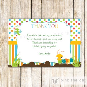 Caterpillar Thank you Card Bugs Thank You Notes Bugs Baby Shower Caterpillar Greeting Card Bugs Birthday Party Printable Thank You Card