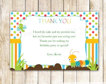 Caterpillar Thank you Card Bugs Thank You Notes Bugs Baby Shower Caterpillar Greeting Card Bugs Birthday Party Printable Thank You Card