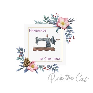 VIntage sewing machine logo, sewing machine logo, watercolor floral logo, sewing store logo, handmade sewing logo, premade logo, any color