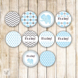 Olifant Candy Label 0,75 Inch - Kleine Stickers Blauwe Baby Boy Douche Afdrukbare INSTANT DOWNLOAD