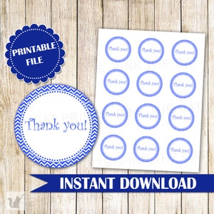 Blue Chevron Label Gift Favor Label Boy Birthday Party Favor Tag Baby Boy Shower Label Baby Sprinkle Label Thank You Label INSTANT DOWNLOAD