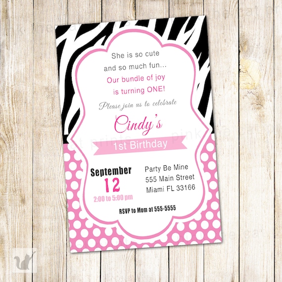 Pink Zebra Print Invitations