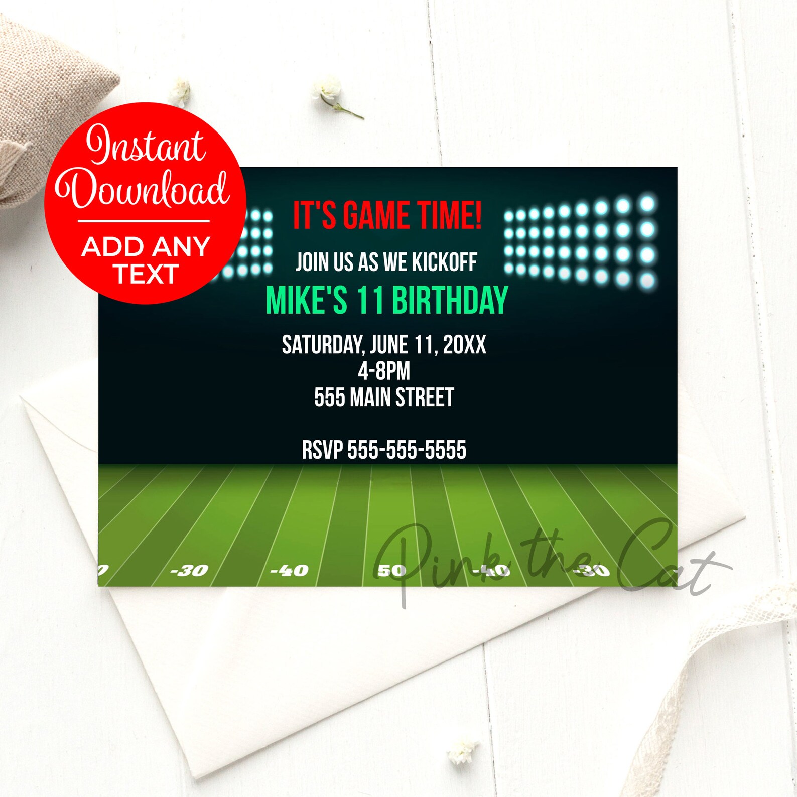 Printable American Football Invitation Sports Birthday - Etsy