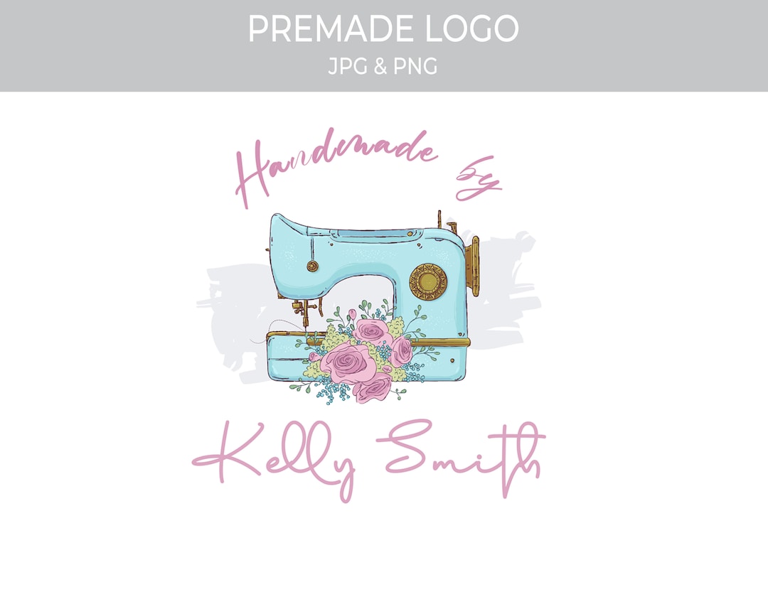 Vintage Sewing Machine Logo, Sewing Machine Logo, Watercolor Sew Logo ...