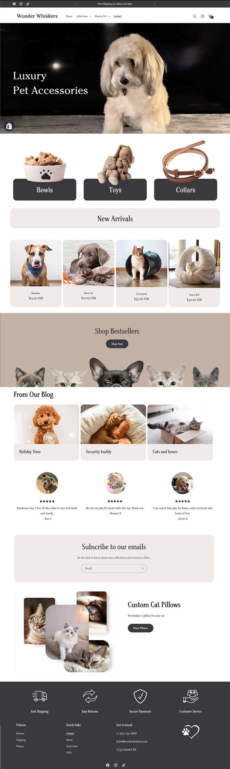 Beige pastel colors pet store, puppy breeding shopify theme customization, custom website design, have your own shop online website today image 2