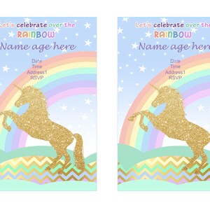 ON SALE Glitter Unicorn Invitation Unicorn Birthday Invitation, Girl Unicorn Invitation, Unicorn Invitation Template Instant Download image 2