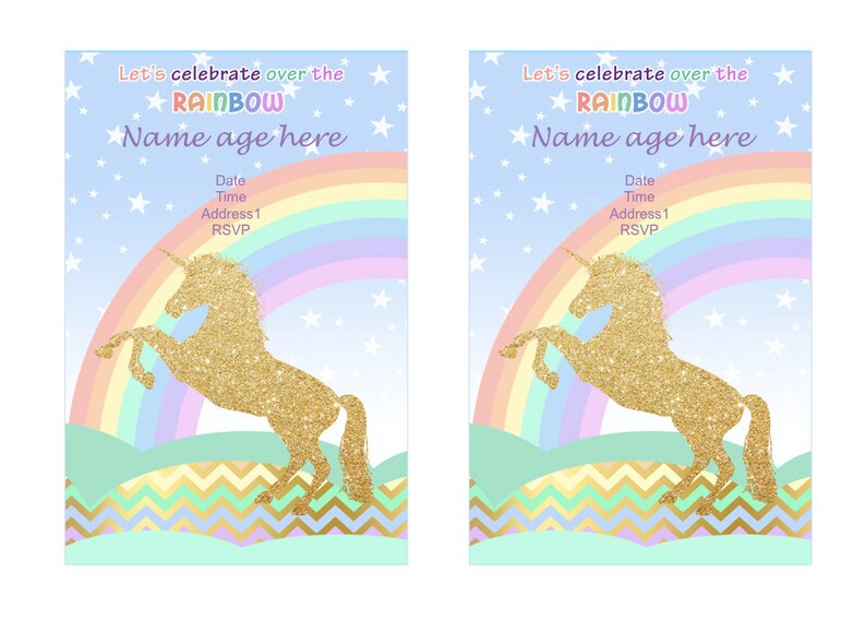 ON SALE Glitter Unicorn Invitation Unicorn Birthday Invitation, Girl Unicorn Invitation, Unicorn Invitation Template Instant Download image 2