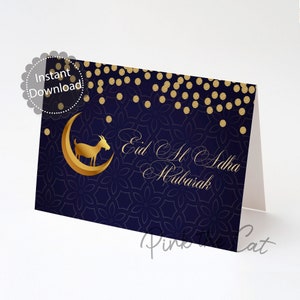 Eid Mubarak Grußkarte, Eid al Adha Mubarak Karte, glückliche Eid Karten, Geschenke für Familie Freunde, Eid Mubarak Karte Ziege INSTANT DOWNLOAD