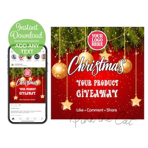 Vakantie kerst giveaway flyer poster voor sociale media, business flyer kerst giveaway sociale media post, afdrukbare instant download