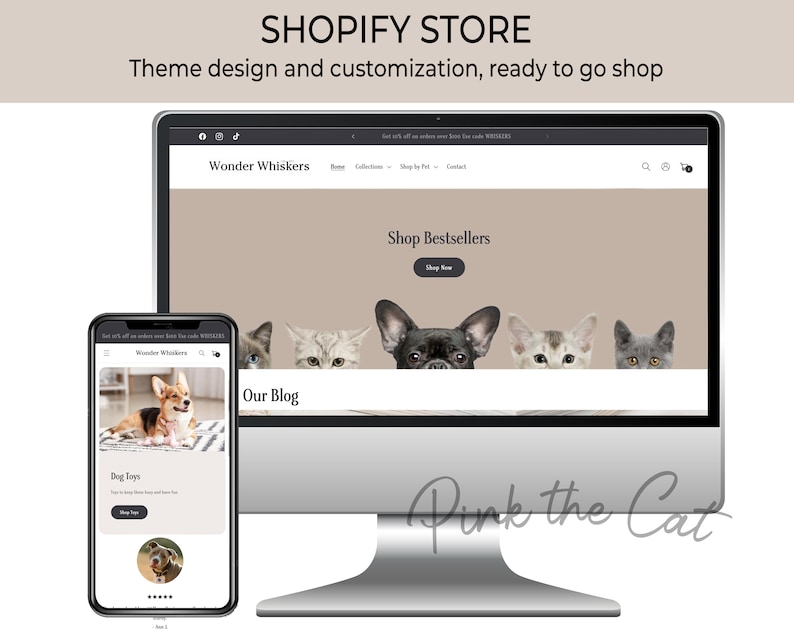 Beige pastel colors pet store, puppy breeding shopify theme customization, custom website design, have your own shop online website today image 3