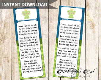Frog Bookmark Favor Baby Shower Favor Ideas Frog Theme Favors Baby Boy Shower Printable Bookmarks Baby Shower Bookmark INSTANT DOWNLOAD